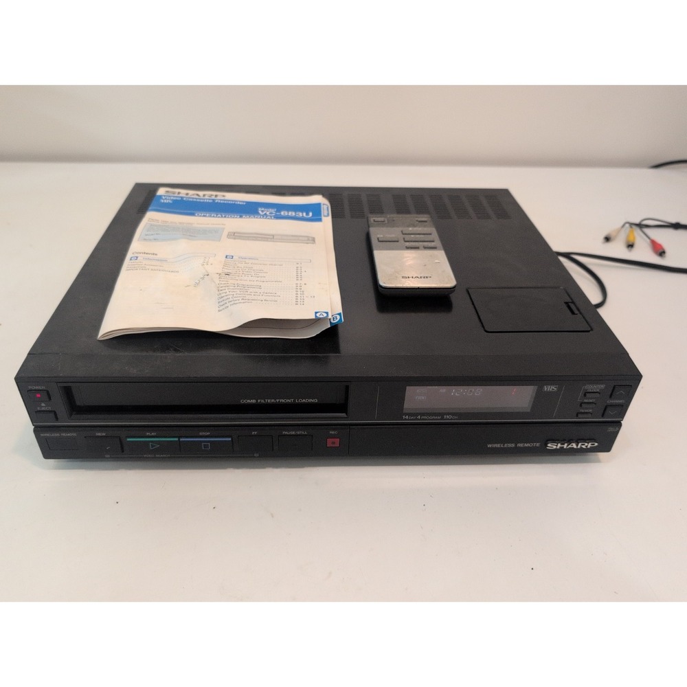 SHARP VCR 1985 Black Model VC-683U with remote And Manual